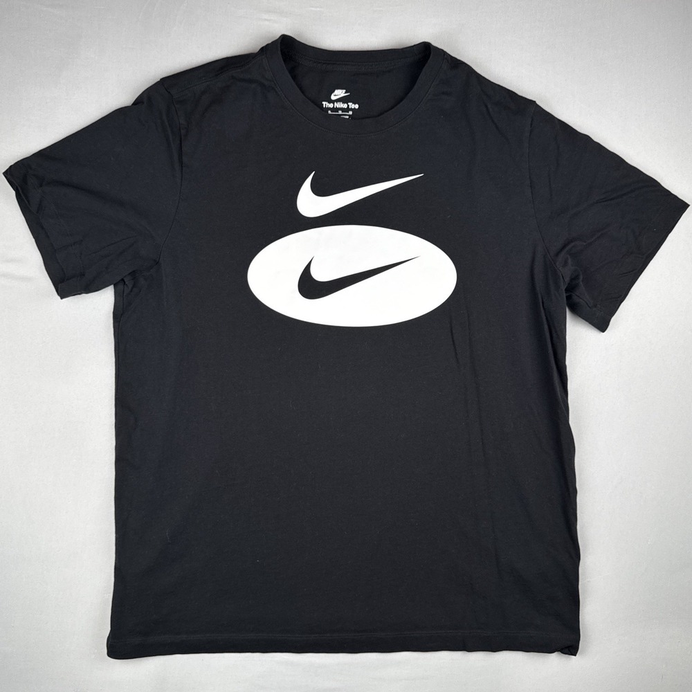 Nike Sportswear Double Swoosh Oval T-Shirt Black White Men's XL DM6343-010